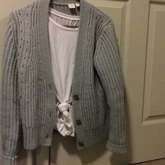 Textured Button Cardigan Heather Grey 